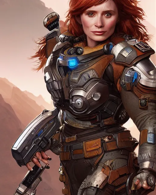 Prompt: Mechanical Bryce Dallas Howard as an Apex Legends character digital illustration portrait design by, Mark Brooks and Brad Kunkle detailed, gorgeous lighting, wide angle action dynamic portrait