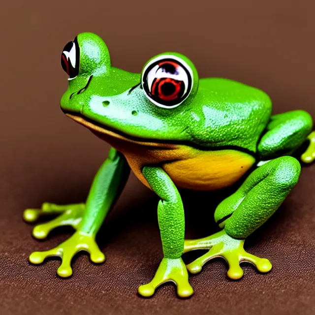 Prompt: A breyer figurine of a frog, toy photography