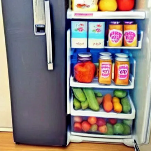 Image similar to cute FRIDGE with human features, super cute, tiny , adorable, awww aspiring, very cute