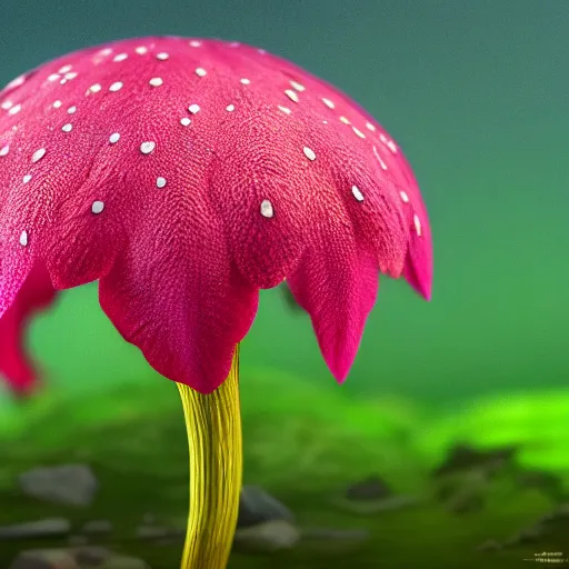 Image similar to photography of a realistic vileplume animal, ultra detailed, 8 k, cinematic lighting, natural background, trending on artstation, pokemon