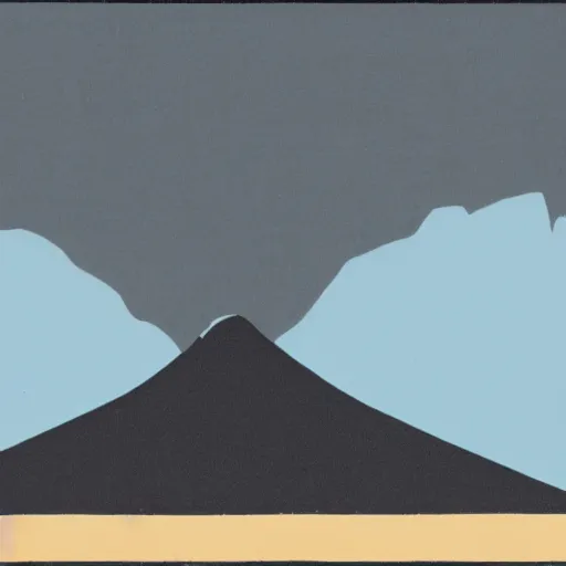 Prompt: 1960s minimalist illustration of a black inert volcano