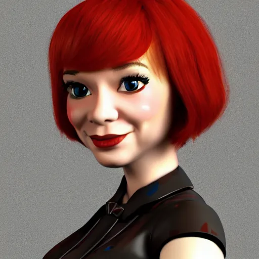 Image similar to christina hendricks as 7 7 gumball characters, 3 d render, blender,