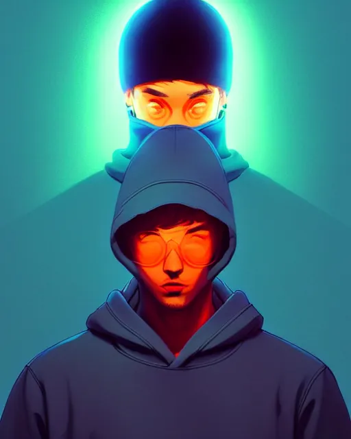 Prompt: photographic, hyper - realistic detailed portrait of a man in a hoodie, with neon visor, dynamic pose, by atey ghailan, by greg rutkowski, by greg tocchini, by james gilleard, by joe fenton, by kaethe butcher, sharp focus
