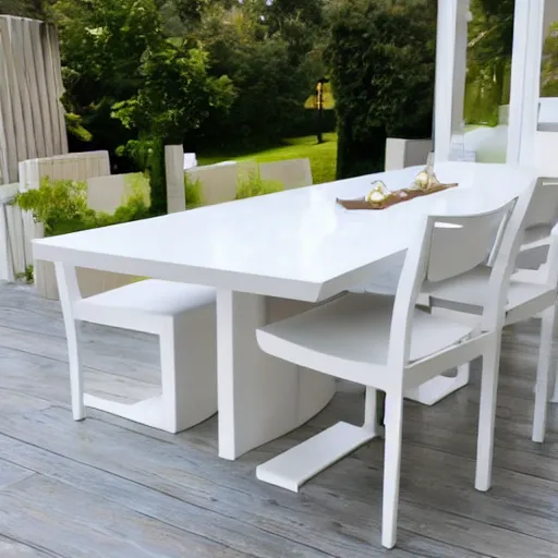 Image similar to a modern fashionable white wooden table design