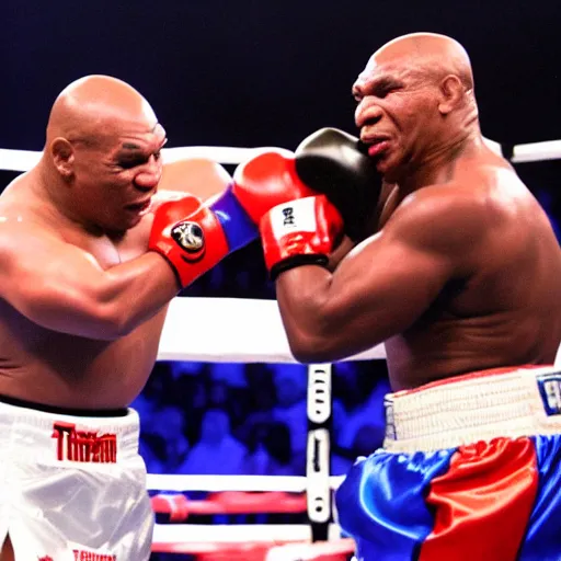 Image similar to mike tyson fighting mark zuckerberg in ring