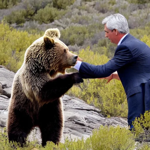 Image similar to Jerome Powell fighting a grizzly bear