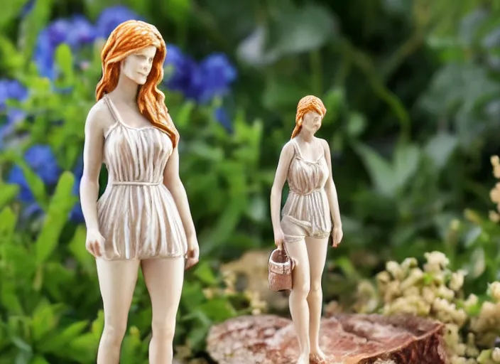 Image similar to 80mm resin detailed miniature of woman in vacation , clothed in summer , 4K, Full body