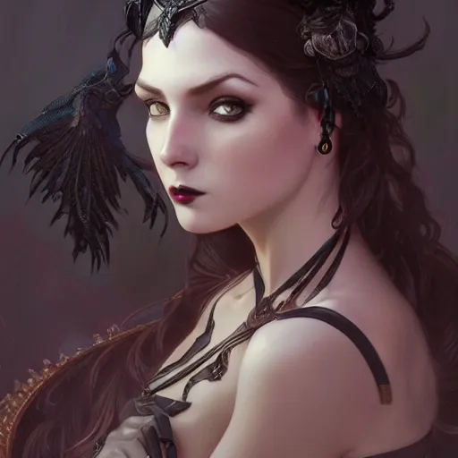 Image similar to a tall attractive goth girl, cute, intricate, highly detailed, digital painting, artstation, concept art, smooth, sharp focus, illustration, unreal engine 5, 8 k, art by artgerm and greg rutkowski and alphonse mucha