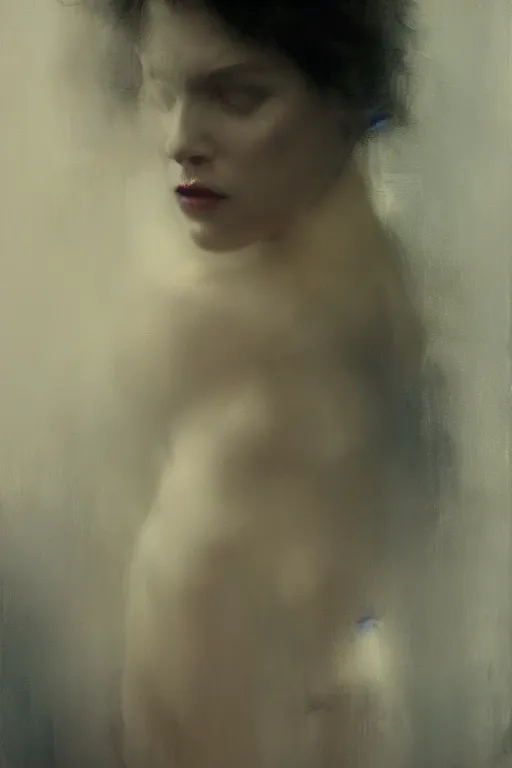 Image similar to detailed cinematic moody colors studio portrait of the memories of a sensual lady, high quality by jeremy mann, only one head single portrait