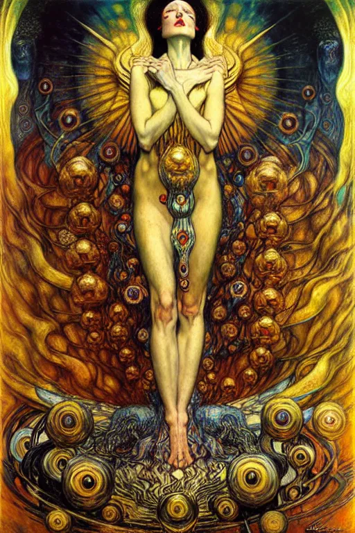 Image similar to Divine Chaos Engine by Karol Bak, Jean Delville, William Blake, Gustav Klimt, and Vincent Van Gogh, symbolist, visionary