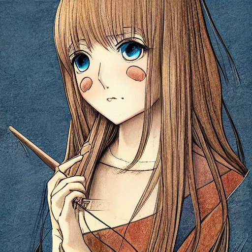 Prompt: anime girl by davinci, beautiful highly detailed illustration