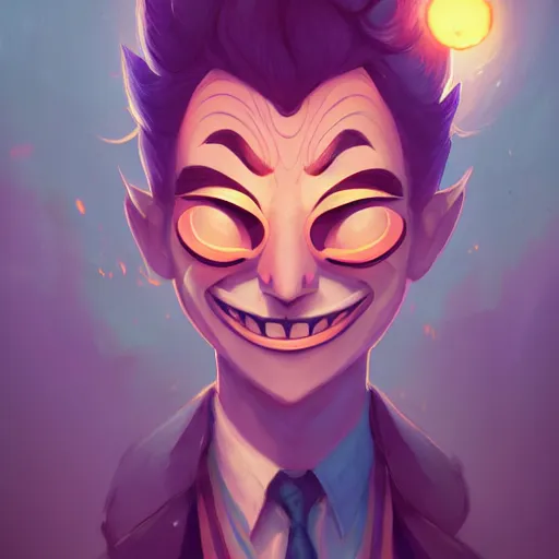 Prompt: a portrait of the happy mask salesman, art by lois van baarle and loish and ross tran and rossdraws and sam yang and samdoesarts and artgerm and saruei and disney, digital art, highly detailed, intricate, sharp focus, trending on artstation hq, deviantart, unreal engine 5, 4 k uhd image