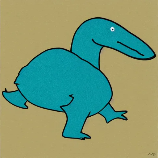 Prompt: teal platypus with a brown fedora, high quality