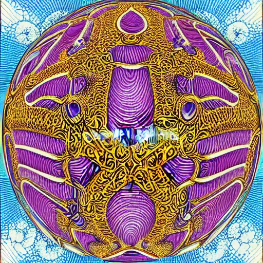 Prompt: intricate ornate interlocked fractal barry chuckle sphere, high resolution illustration by R. Crumb