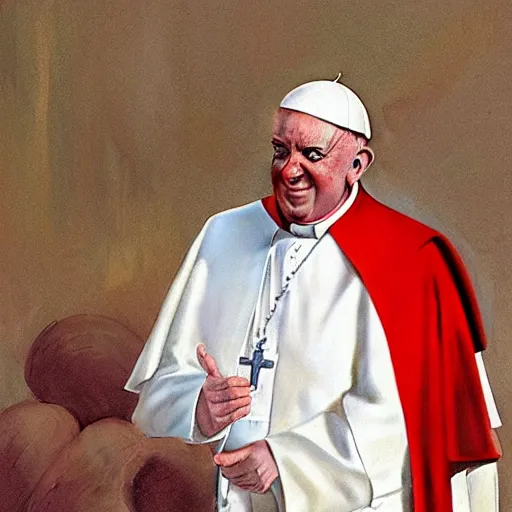 Prompt: donald trump as the pope, detailed by greg manchess, craig mullins, bernie fuchs, walter everett