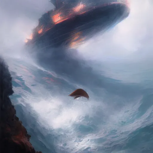 Prompt: a dream fantasy painting of a scuba diver trapped in a maelstrom, trending on artstation, deviantart, matte painting by greg rutkowski, holly bruce, jon kuo