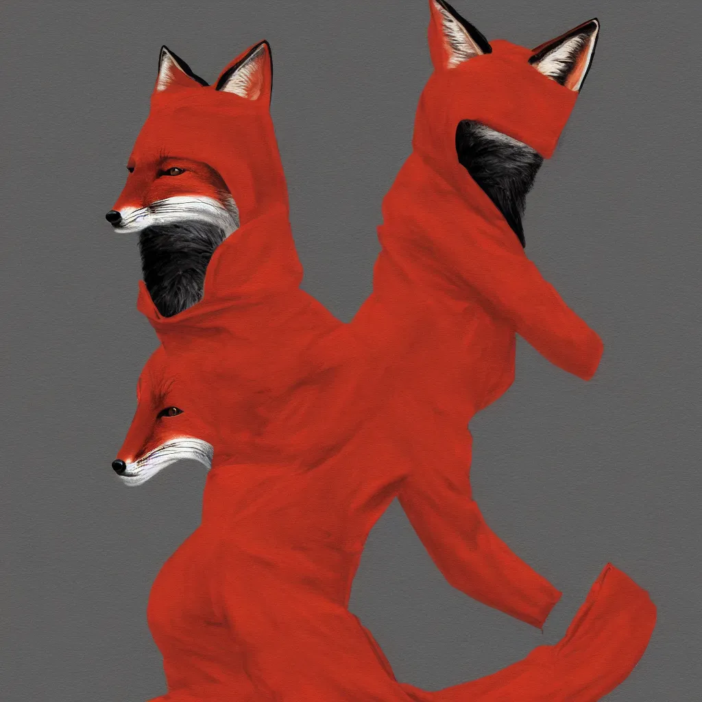 Image similar to a red fox in a hoodie typing on a keyboard, dark tones, concept art, stroke painting, highly detailed