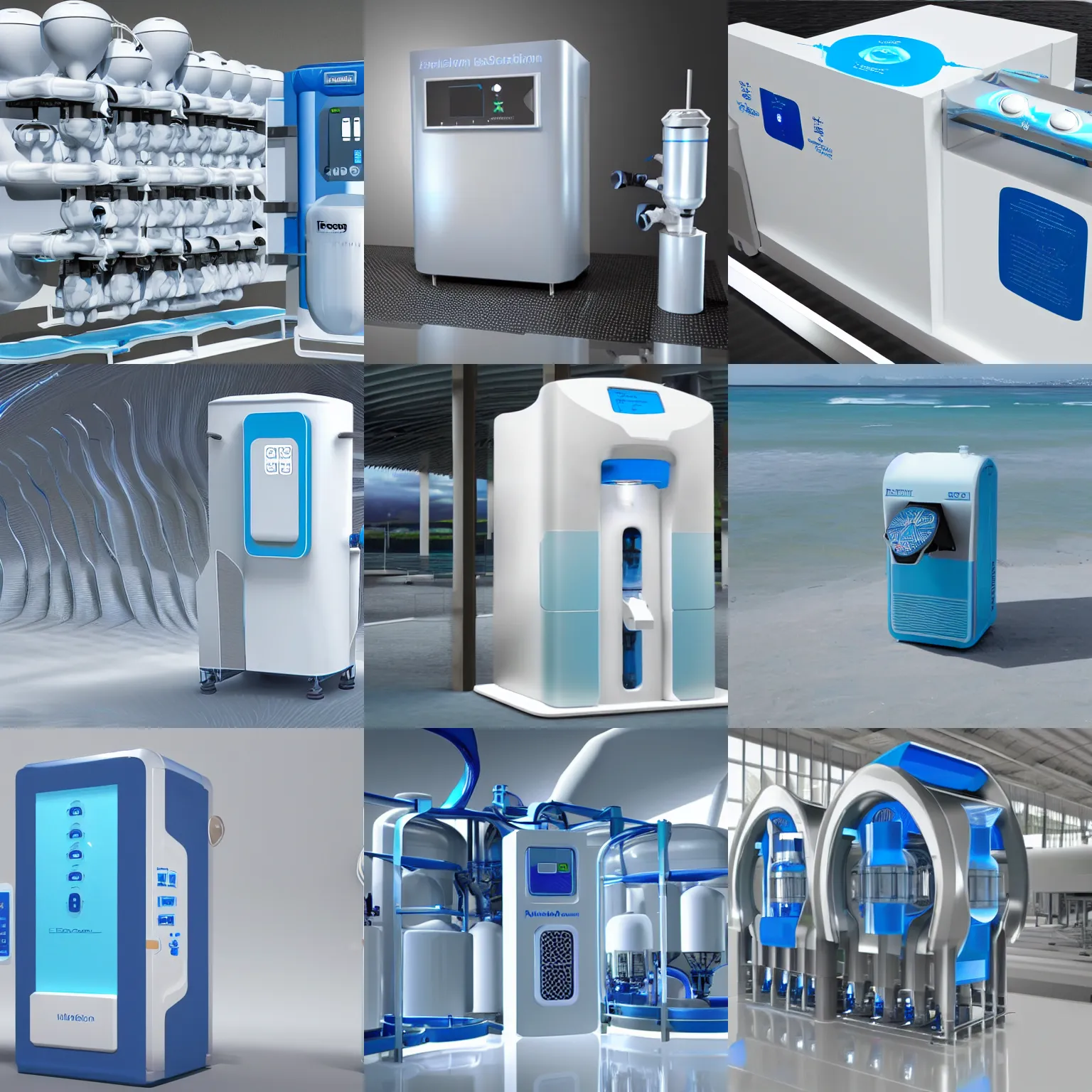 Prompt: futuristic product design of a desalination machine