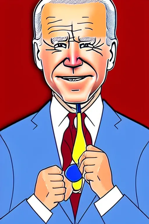 Image similar to joe biden lollipop, political cartoon, hyper realistic