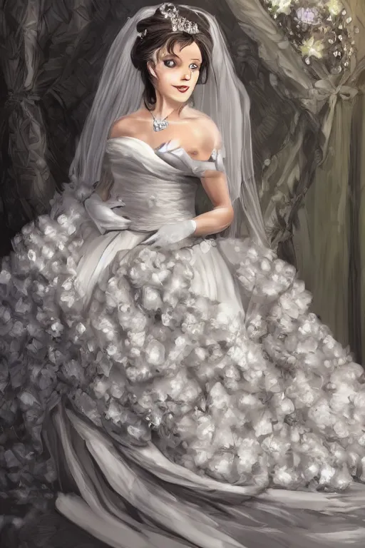 Image similar to a cute chinchilla!!!!!! in a wedding gown, a chinchilla!!! getting married, highly detailed digital painting, 4k