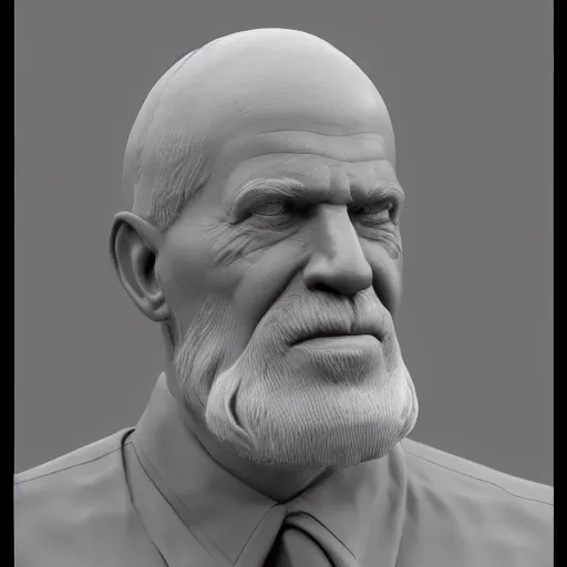 Prompt: 3d sculpture of a old man portrait, octane render, blender, studio lighting