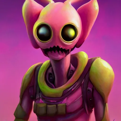 Prompt: pink alien with yellow eyes fortnite character, deviantart artstation, by jason felix by steve argyle by tyler jacobson by peter mohrbacher, cinema c 9. 0