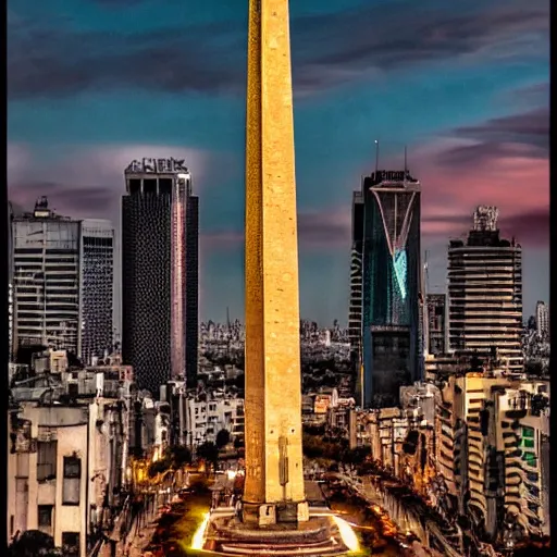 Prompt: Obelisco of Buenos Aires in a cyberpunk style, hyper detailed, hd