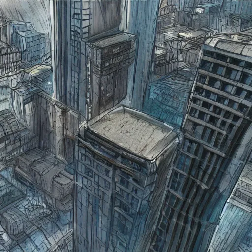 Image similar to city landscape concept art, gravity failing, ultra detailed