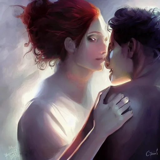 Image similar to both the guy jintu and the girl munmi dies and goes to hell where the god of death grants them a second chance to live on earth for seven days. at the end of one week, they must decide who gets to live ; art by charlie bowater and artgerm