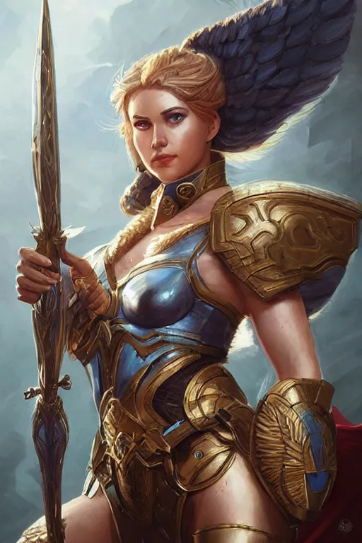 Image similar to amazon valkyrie athena, d & d, fantasy, portrait, highly detailed, headshot, digital painting, trending on artstation, concept art, sharp focus, illustration, art by artgerm and greg rutkowski and magali villeneuve