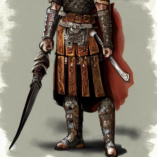 Prompt: concept art for a Roman warrior class in a AAA RPG roleplay game.