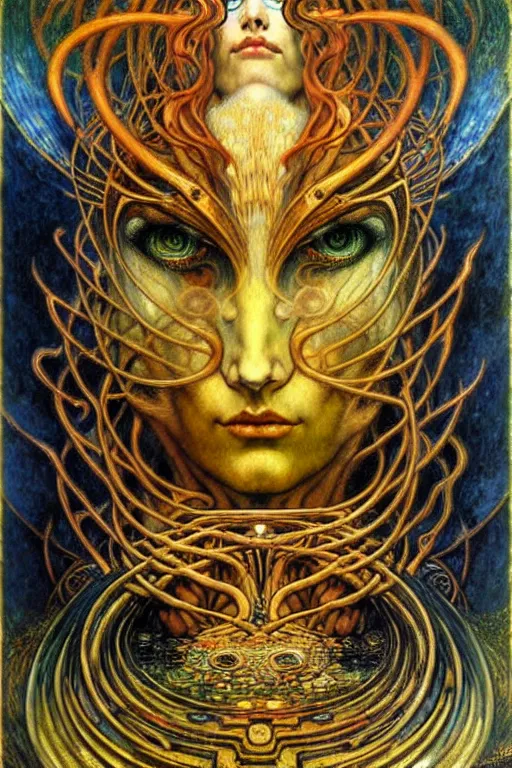 Image similar to Divine Chaos Engine by Karol Bak, Jean Delville, William Blake, Gustav Klimt, and Vincent Van Gogh, symbolist, visionary