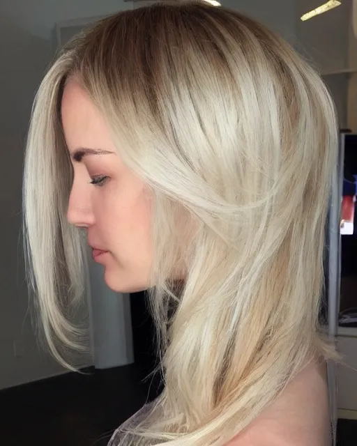 Image similar to beautiful woman with blonde hair side profile