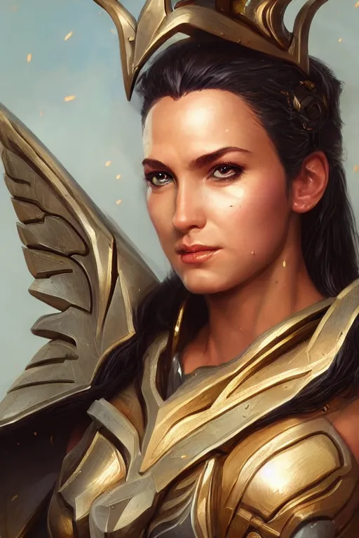 Image similar to amazon valkyrie athena, d & d, fantasy, portrait, highly detailed, headshot, digital painting, trending on artstation, concept art, sharp focus, illustration, art by artgerm and greg rutkowski and magali villeneuve