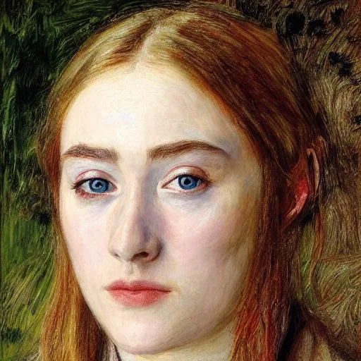 Image similar to a true-to-life portrait of Saoirse Ronan painted by John Everett Millais, real life accurate, Saoirse Ronan actress,