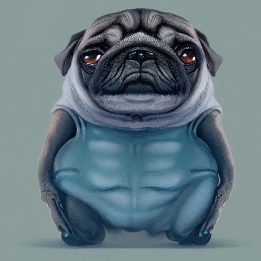 Image similar to A tardigrade with the eyes and mouth of a pug, national geographic-file-photograph, paywall-content, premium-award-winning, trending on artstation