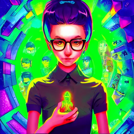 Image similar to skill magic geek inside matrix deepdream radiating a glowing aura stuff loot legends stylized digital illustration video game icon artstation lois van baarle, ilya kuvshinov, rossdraws,