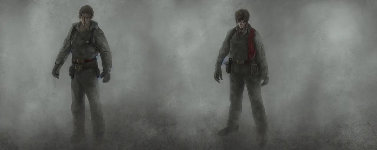 Image similar to concept art of mario trapped in silent hill, resident evil, horror, occult, terror, mist, volumetric render, digital painting, detailed painting