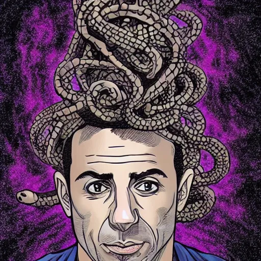 Prompt: joe rogan as medusa