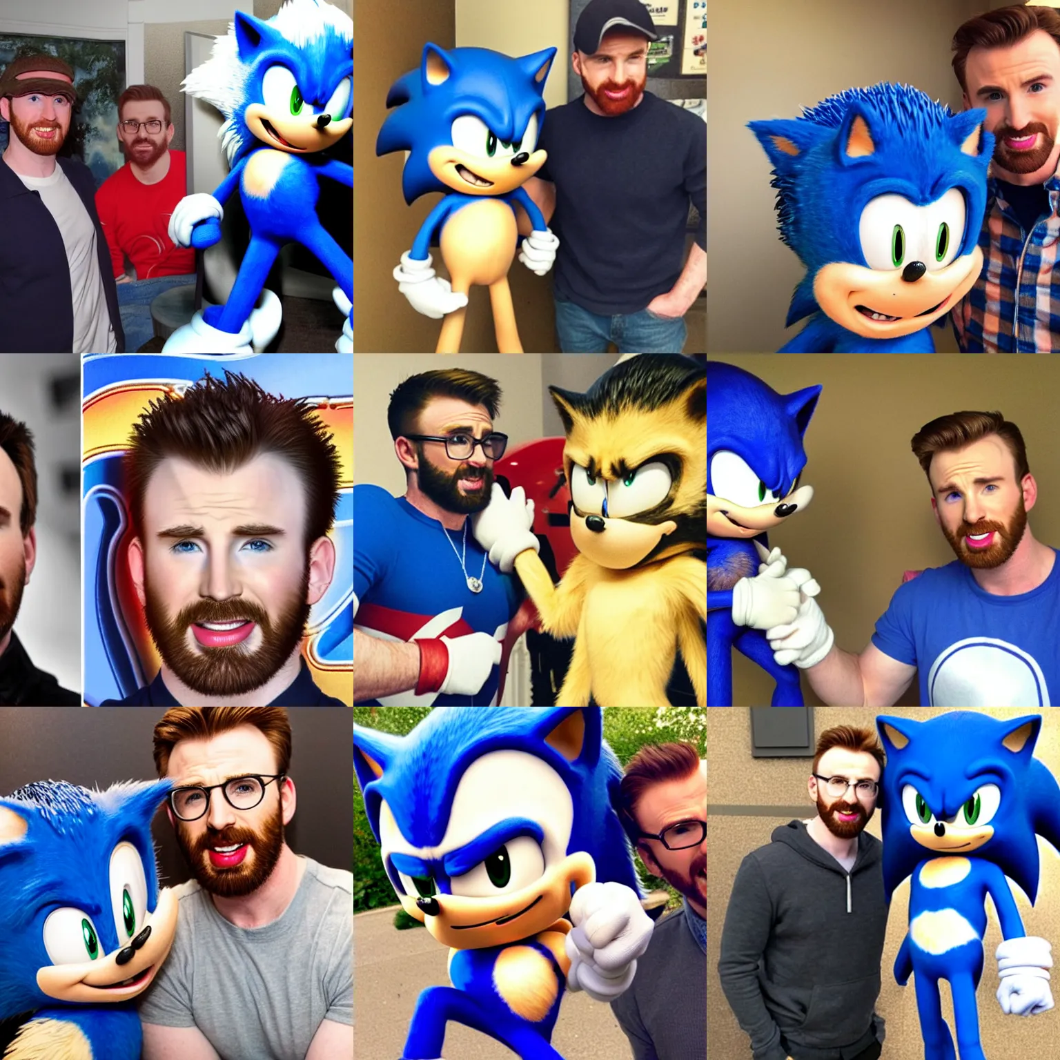 Prompt: Chris evans meets Sonic the Hedgehog