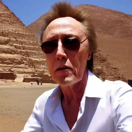 Prompt: christopher walken taking a selfie in egypt, hd 4 k photo