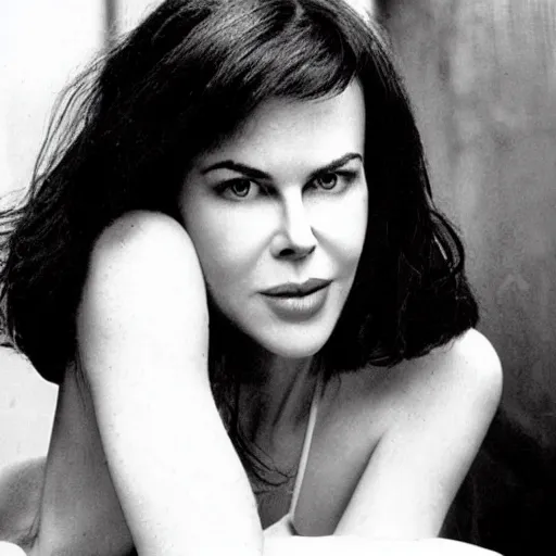 Image similar to face of black hair, young Nicole Kidman