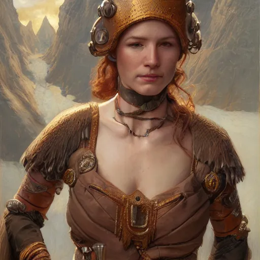 Prompt: an portrait of an happy female celt, detailed, centered, digital painting, artstation, concept art, donato giancola, Joseph Christian Leyendecker, WLOP, Boris Vallejo, Breathtaking, 8k resolution, extremely detailed, beautiful, establishing shot, artistic, hyperrealistic, beautiful face, octane render