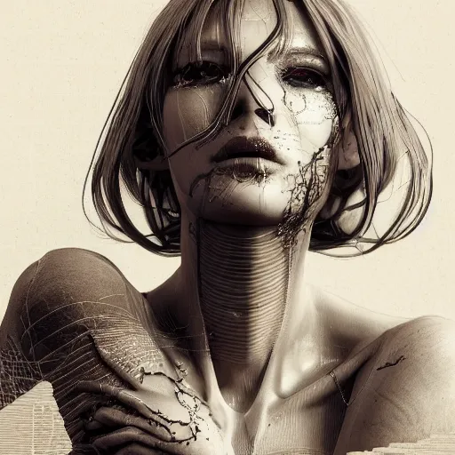 Prompt: closeup portrait of an absurdly beautiful, graceful, sophisticated, fashionable cyberpunk gravure idol, an ultrafine hyperdetailed illustration by kim jung gi, irakli nadar, matt wisniewski, fashion photography, intricate linework, porcelain skin, unreal engine 5 highly rendered, global illumination, radiant light, detailed and intricate environment
