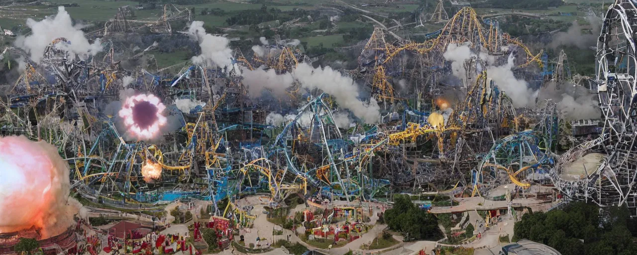 Prompt: a theme park being nuked