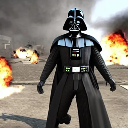 Image similar to Darth Vader in Call of Duty Modern Warfare 2