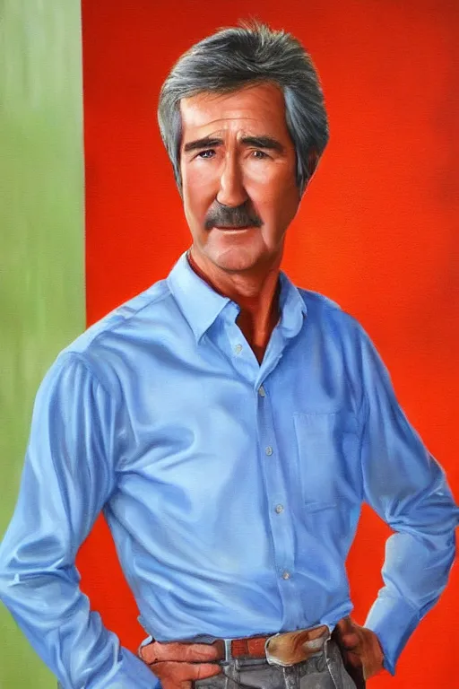 Prompt: hyper realistic painting of randy mantooth, vivid colours, highly detailed, wall eyed