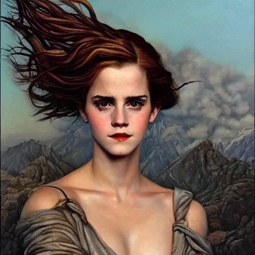 Image similar to an amazing masterpiece of art by gerald brom 🐐 🔥 emma watson