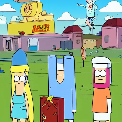 Prompt: adventure time in the style of bob's burgers