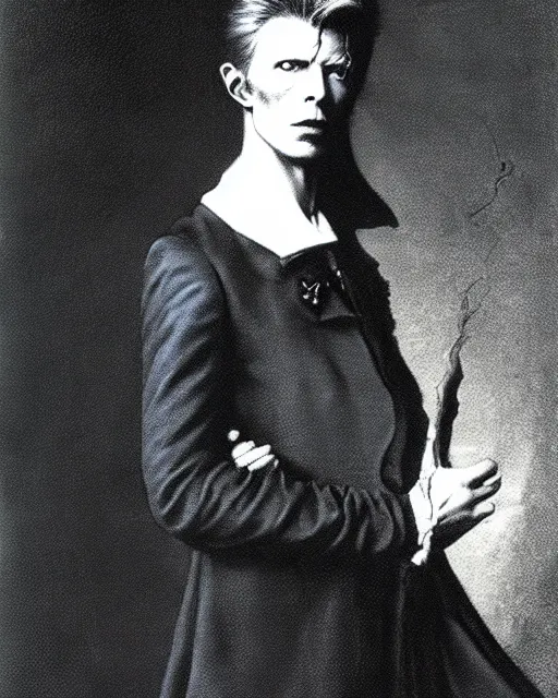 Image similar to david bowie as morpheus by jean auguste dominique ingres